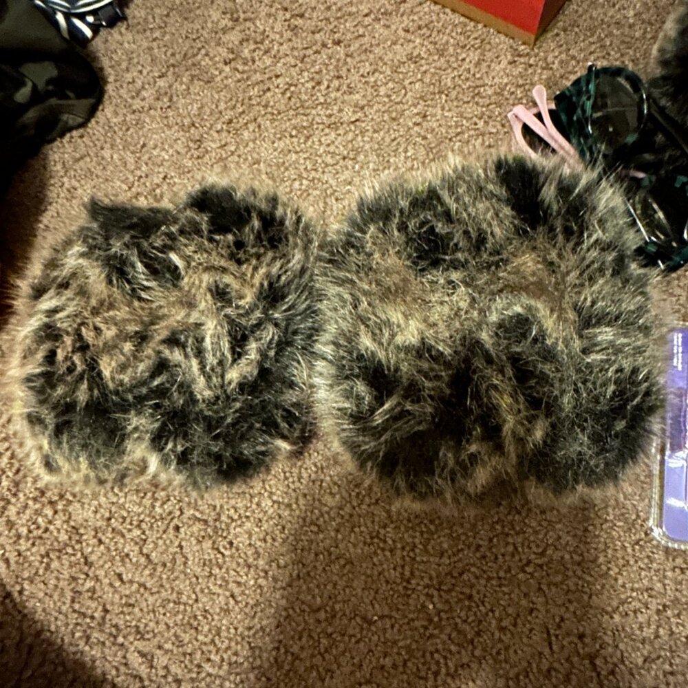 Soya Concept Brown Rabbit Fur Cuffs Add To Any Top/Jacket Instant Fur Cuffs!